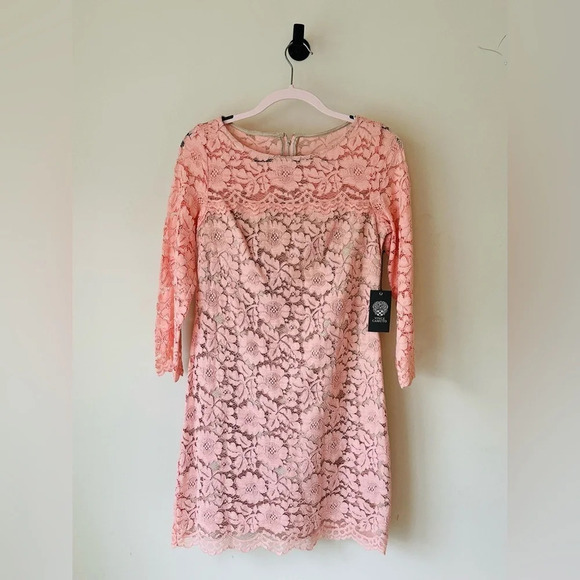 Vince Camuto Long Sleeve Lined Lace Shift Dress - NWT, Size 6 - Picture 1 of 14